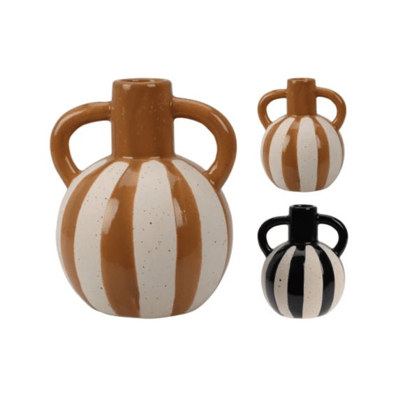 Vaas Met Handvaten Streep 15,5x12,5cm Assortiment