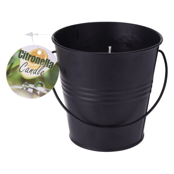 Citronella Kaars In Metalen Emmer Zwart