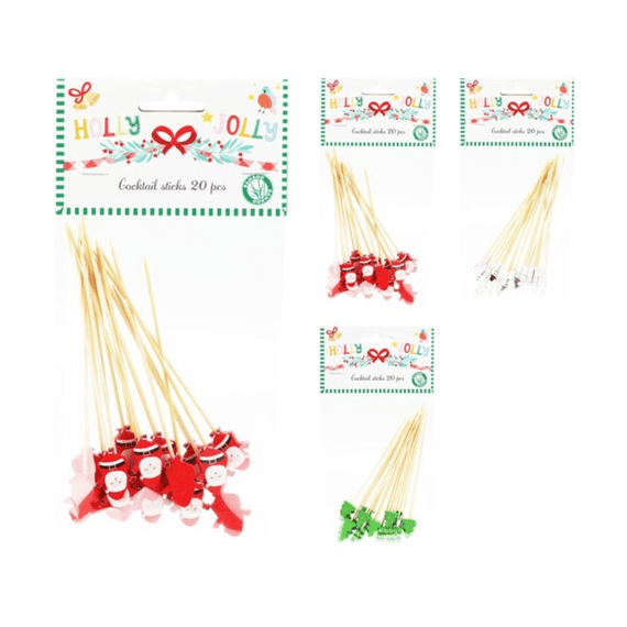 Kerst Cocktailprikkers Set 20 stuks Assortiment Prijs Per Stuk