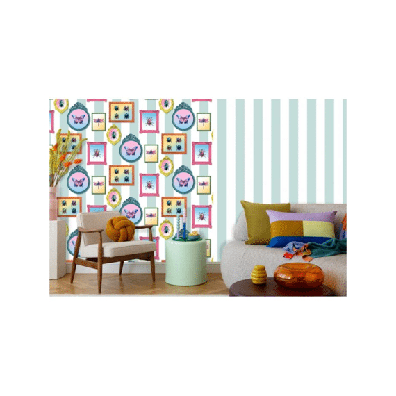 Illusion- Behangpapier Blokstreep Blauw/wit