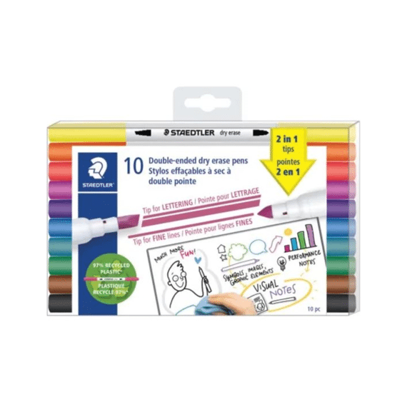 Staedtler Dry Erase Pen Met Dubbele Punt 10 Stuks