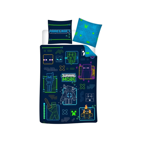 Minecraft Bedovertrek Microfiber 140x200cm + 63x63cm