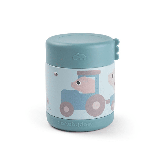 Done By Deer Thermos Voedselbeker Tiny Farm Blue 300 Ml