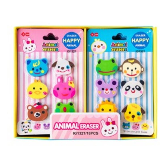 Gommetjes Dieren Op Blisterkaart 6 Stuks Assortiment Van 2 Kaarten