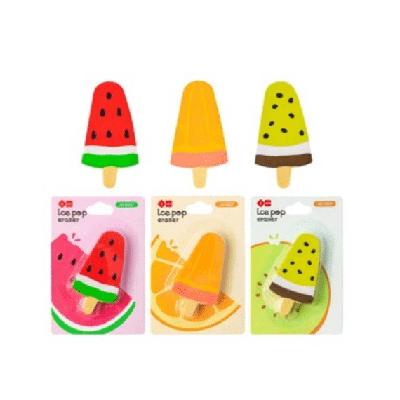Gommetjes Ice Pop Design Op Blisterkaart Assortiment Van 3 Stuks