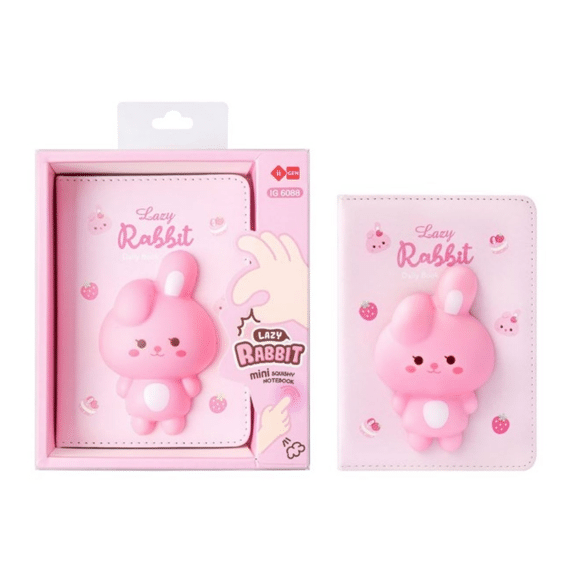 Lazy Stars Notitieboek Mini Met Squishable 3d Figuur Konijn