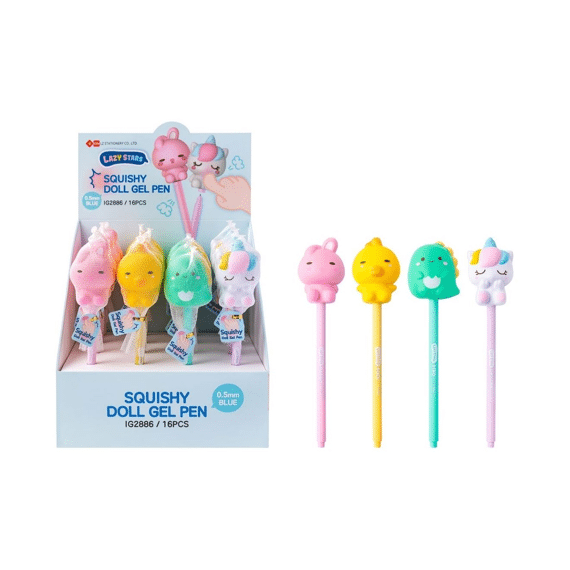 Lazy Stars Squishy Doll Gelpen Assortiment Van 4 Stuks