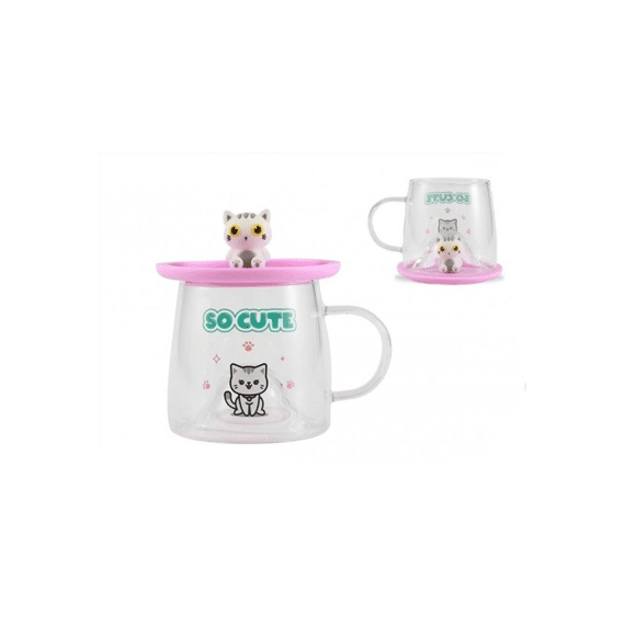 Itotal Charmy Glass White Cat