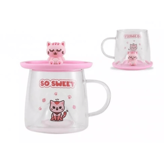Itotal Charmy Glass Pink Cat