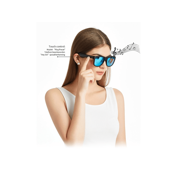 Caliber Soundglasses Polaroid Zonnebril Met Bluetooth Audio Zwart