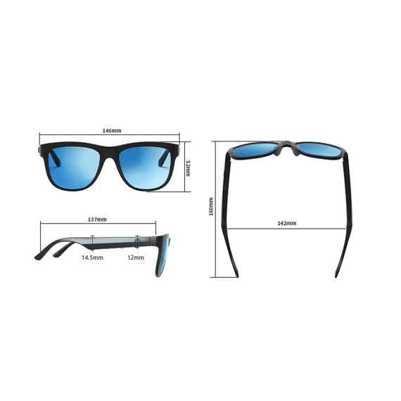 Caliber Soundglasses Polaroid Zonnebril Met Bluetooth Audio Zwart