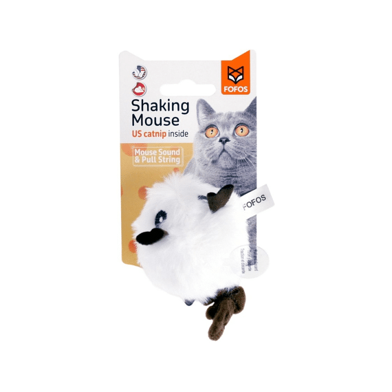 Bewegende Witte Muis + Geluid 12cm Fofos