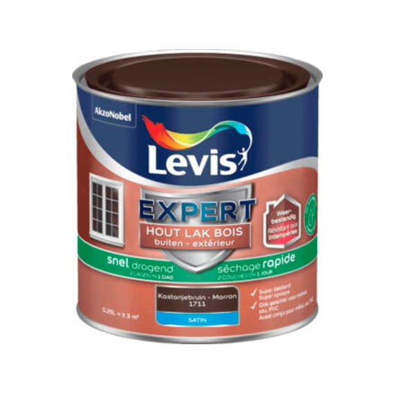 Levis Expert Houtlak Buiten Satin Sneldrogend Kastanje 0,25l