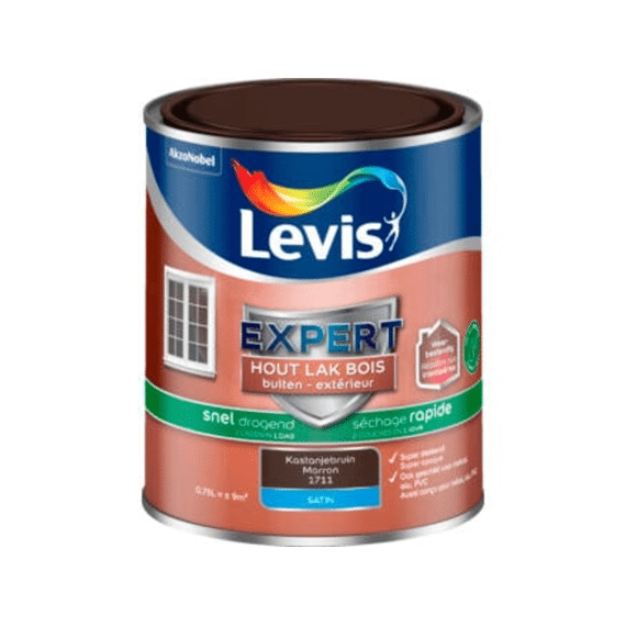 Levis Expert Houtlak Buiten Satin Sneldrogend Kastanje 0,75l