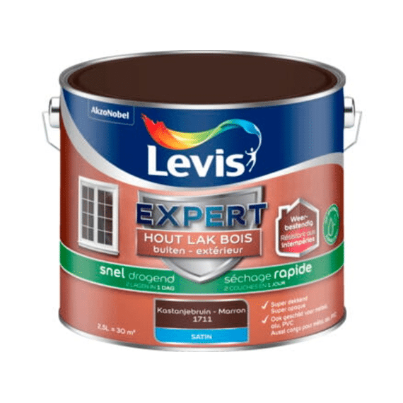 Levis Expert Houtlak Buiten Satin Sneldrogend Kastanje 2,5l
