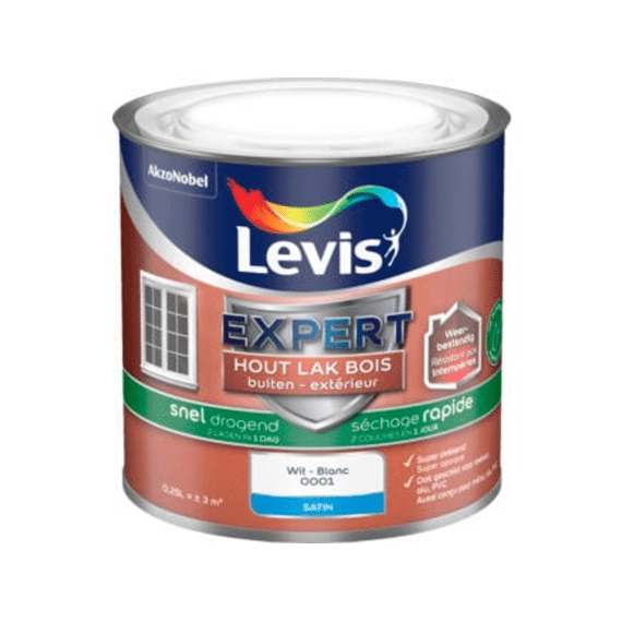Levis Expert Houtlak Buiten Satin Sneldrogend Wit 0,25l