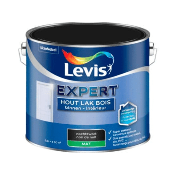 Levis Expert Houtlak Binnen Mat Nachtzwart 2,5l