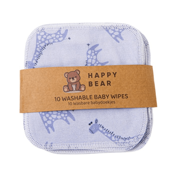 Happy Bear Washable Baby Wipes Blue Giraffe