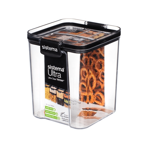 Sistema Tritan Ultra Voorraaddoos Vierkant Zwart 920ml 113x102x121mm
