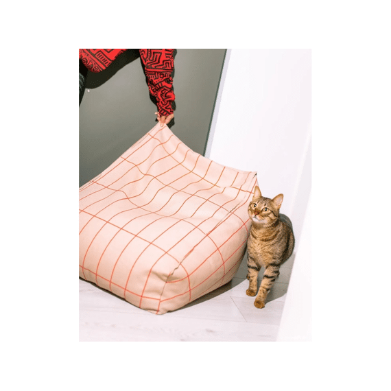 Nobodinoz Zetel Beanbag Vibes Pink Red Grid