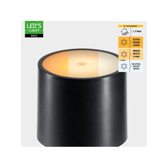 Rech. Table Lamp Black 240Lm 2000-4000K Ip54 Dimm
