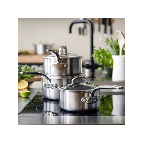 Greenpan Premiere Steelpannenset Antikleef Keramis 16 + 18 + 20cm