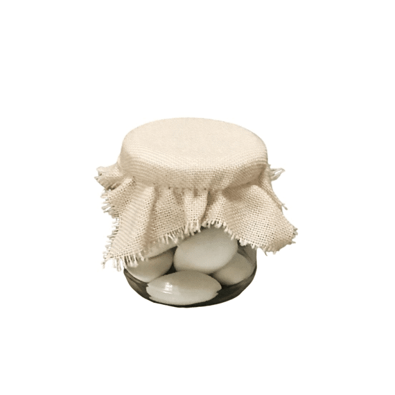 Vis Ta Vie Glazen Potje Met Linnen Doekje 106ml Naturel Taupe 6cm