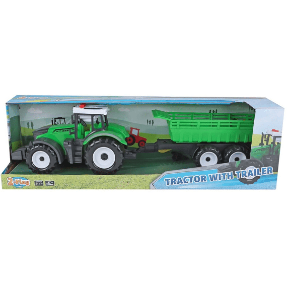2-play Tractor Met Aanhanger Met Kiepfunctie, Licht En Geluid