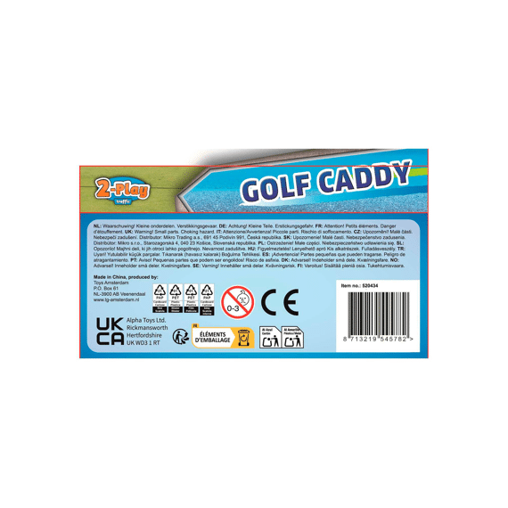 2-play Golf Caddy Met Golfclubs In Tas Die Cast Pull Back