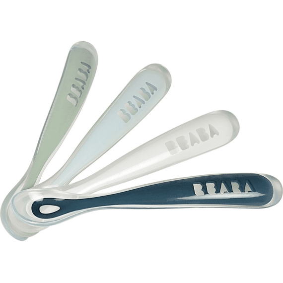 Beaba Lepel Siliconen 1ste Leeftijd 4-pack Grey Blue White Navy