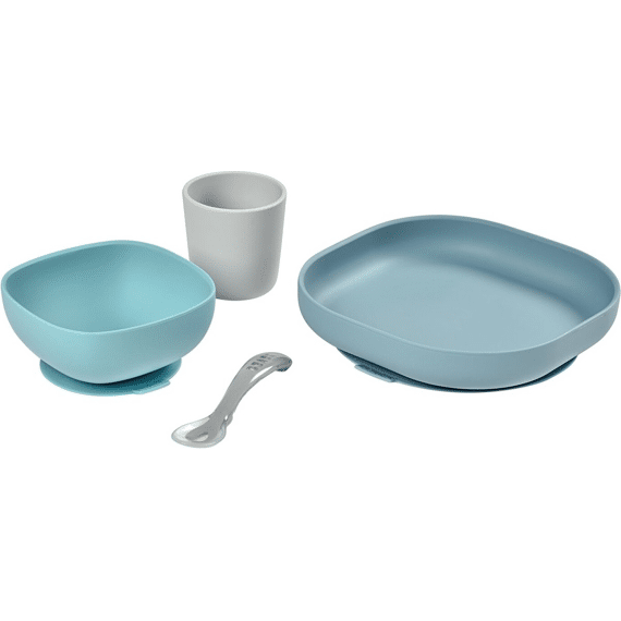 Beaba Eetset Siliconen 4 Stuks  Jungle Blue Green Grey