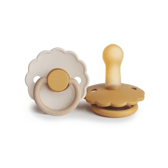 Frigg Fopspeen T1 Latex Daisy 2-pack Chamomille Honey Gold