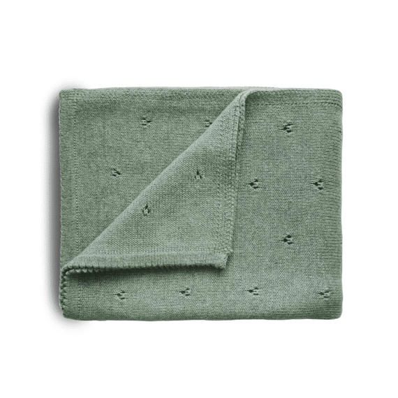 Mushie Deken Wieg 80x100 Pointelle Sage Melange