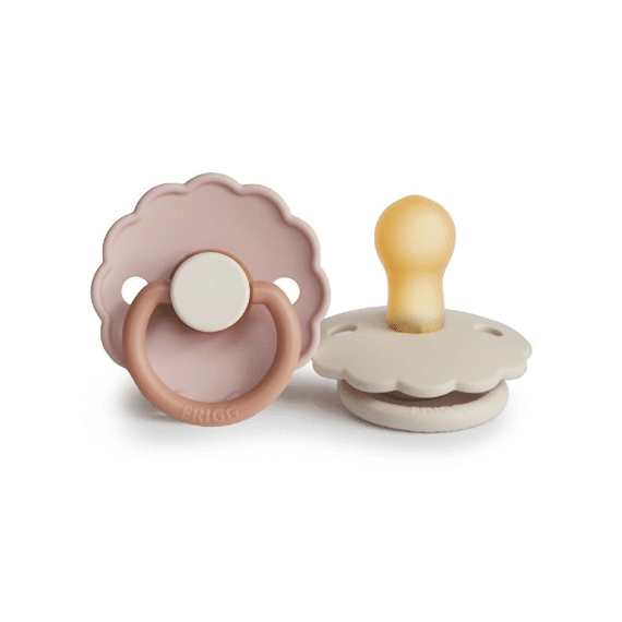 Frigg Fopspeen T1 Latex Daisy 2-pack Biscuit Cream