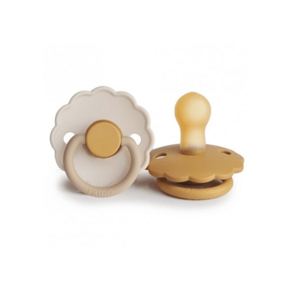 Frigg Fopspeen T2 Latex Daisy 2-pack Chamomille Honey Gold