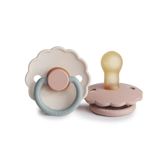 Frigg Fopspeen T2 Latex Daisy 2-pack Blush Cotton C.