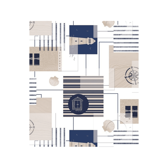 Finesse Bonita Toile Cirée 155cm Rond Casa Da Guia Blue