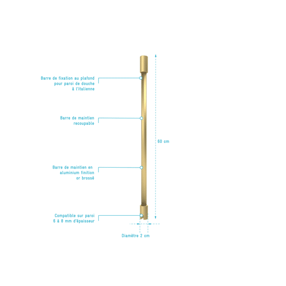 Aurlane Geborsteld Gouden Plafondstang 60cm Hersnijdbaar