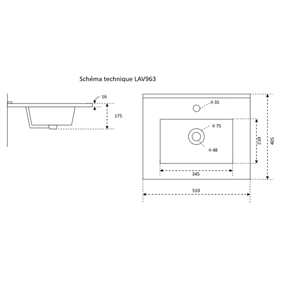 Aurlane Houten Keramische Wastafel 50