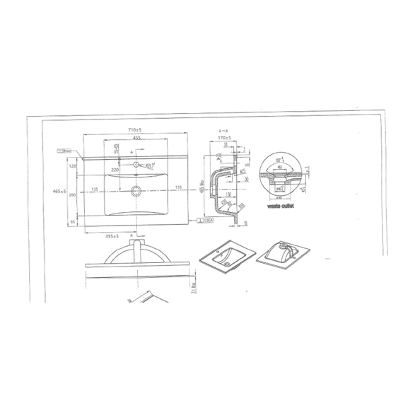 Aurlane Atos/ready Keramische Wastafel 70