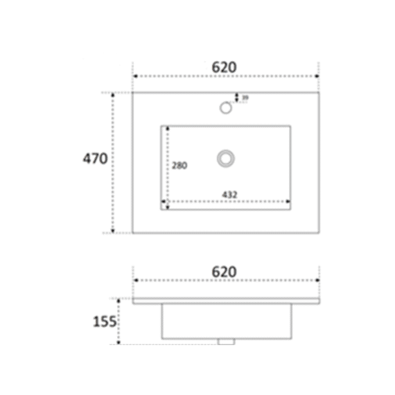 Aurlane Fuji 60 Keramische Wastafel Mat Wit