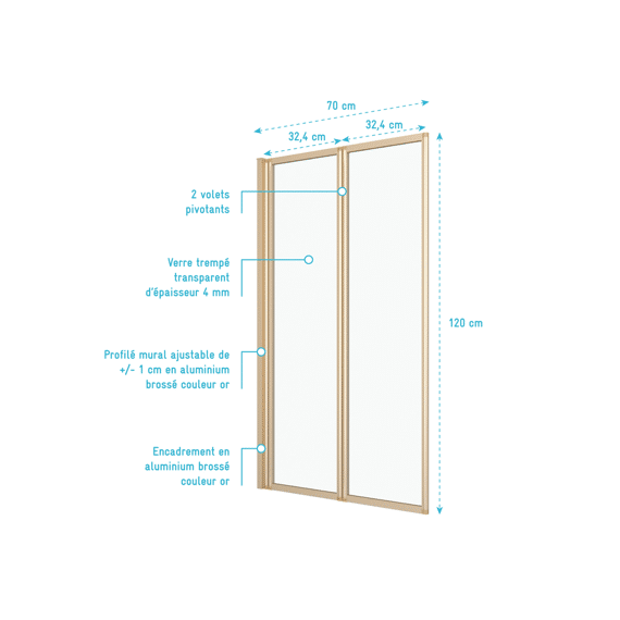 Aurlane  Badkuip Shield Duo 70x120 Goud