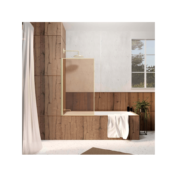 Aurlane Badkuip Wand Gouden Rand 130x75 Bruin Glas