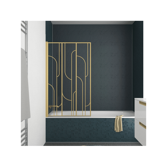 Aurlane Badkuip Wand Art Deco Badkuipscherm 140x80 Geborsteld Goud Afgerond Ontwerp