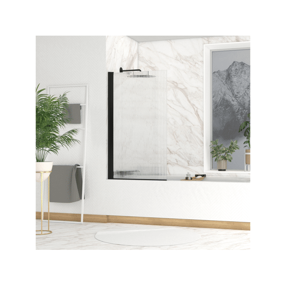 Aurlane  Badkuip Screen Wave Zwart 80x140