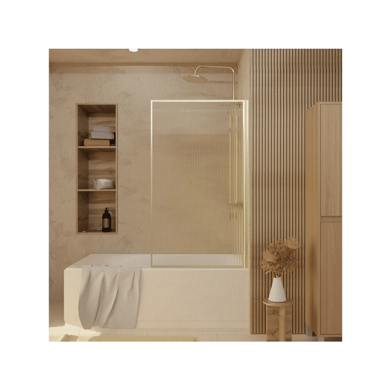 Aurlane Badkuip Wand Gouden Rand Gegolfd Glas 140x80