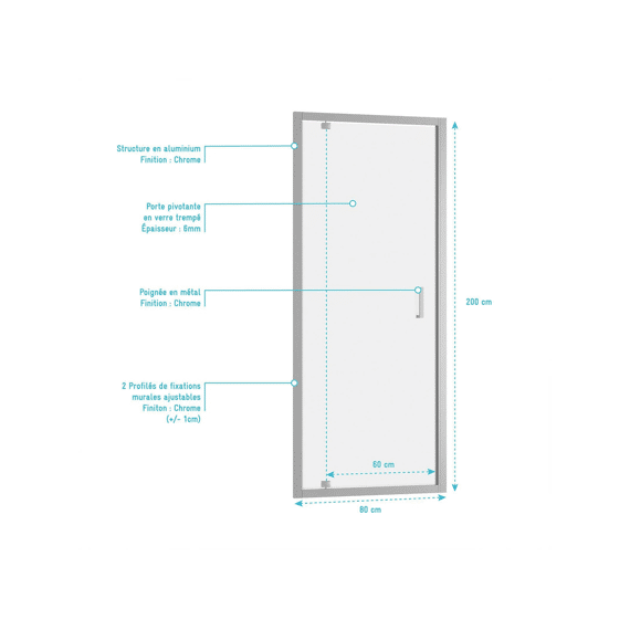 Aurlane Douchegevel Fabriek Chroom Swivel 80x200