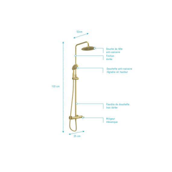 Aurlane  Kunstzinnige Mechanische Gouden Douchezuil