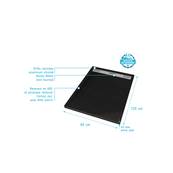 Aurlane Douchebak Pedra Lineair Zwart 90x120