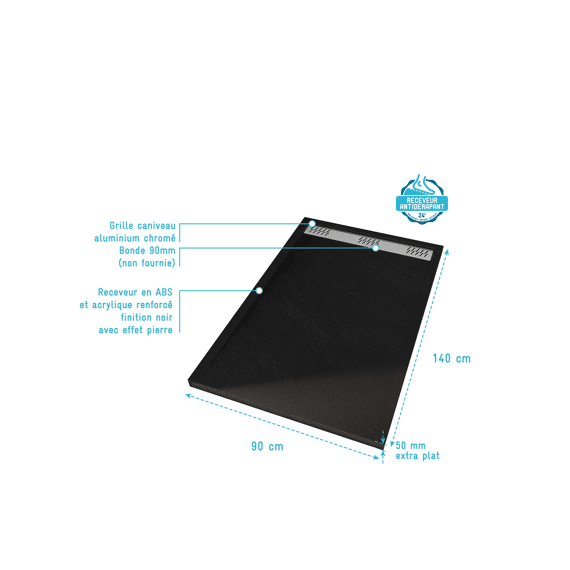 Aurlane Douchebak Pedra Lineair Zwart 90x140